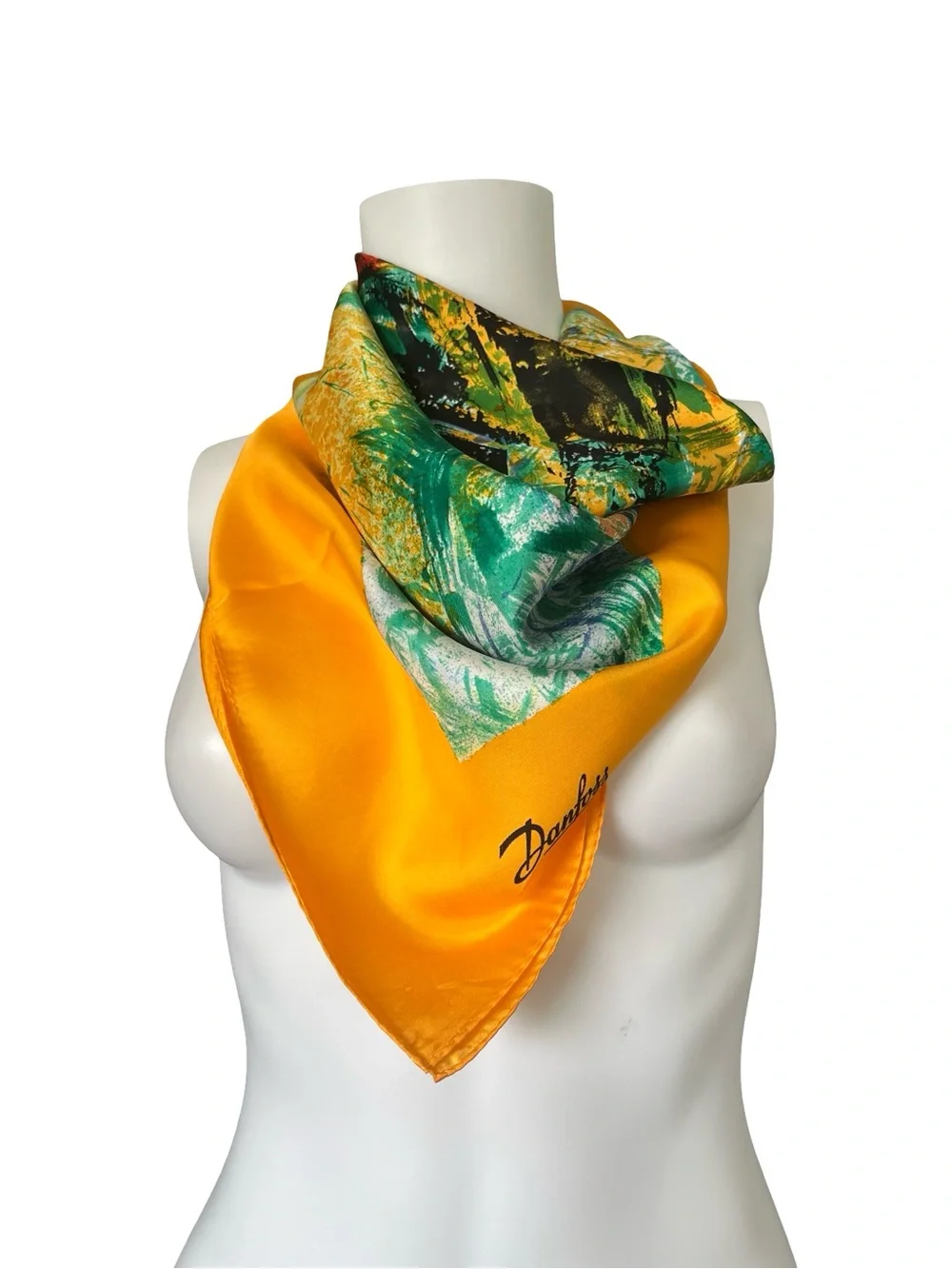 Abstract Art Print Scarf Square Silk Feel Colorful Lightweight